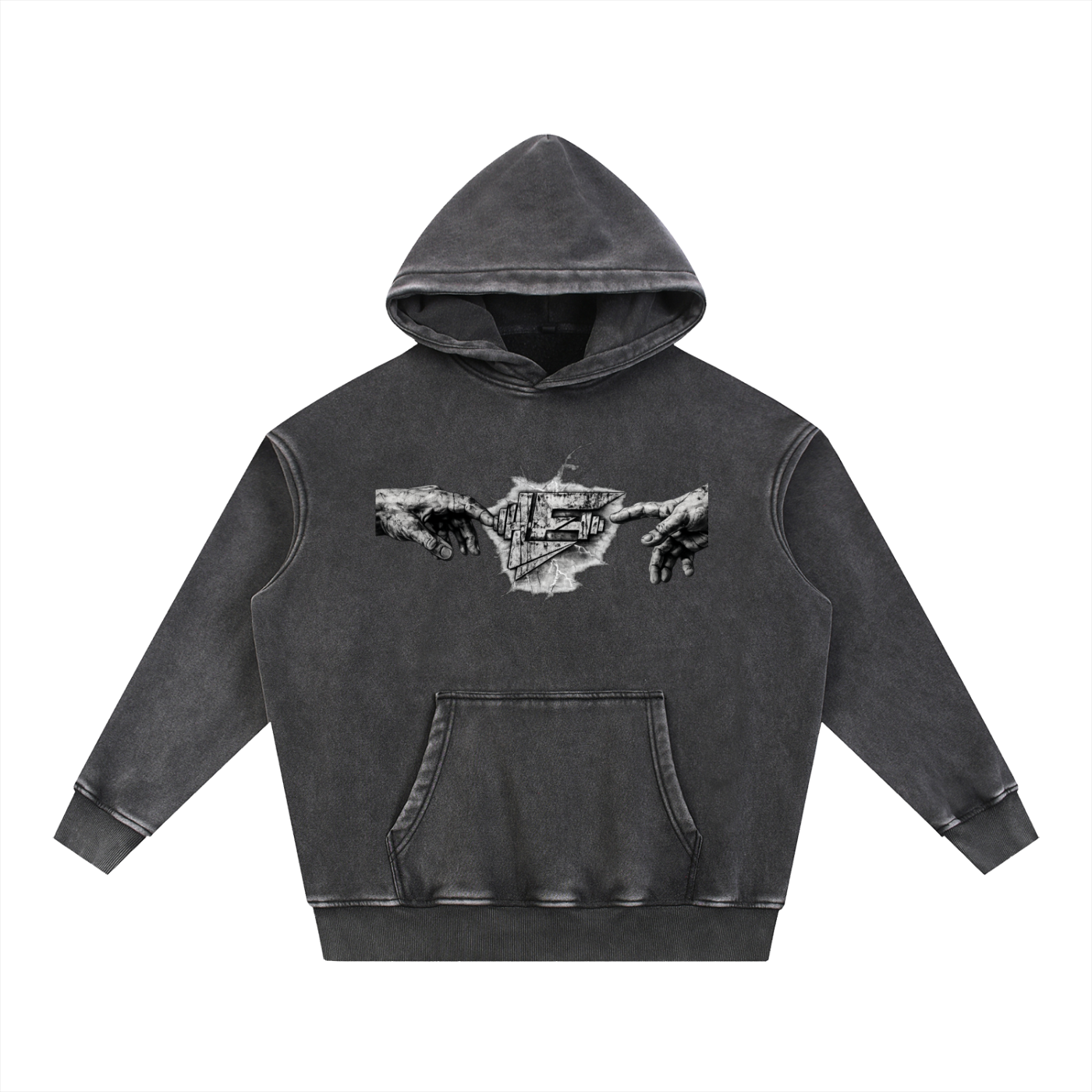 God vs Man Snow Wash Fleece Oversize Hoodie