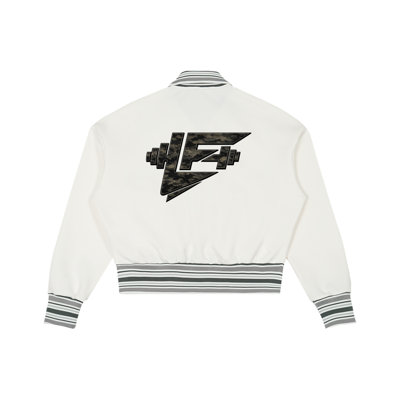Striped Rib Collar Zip Jacket
