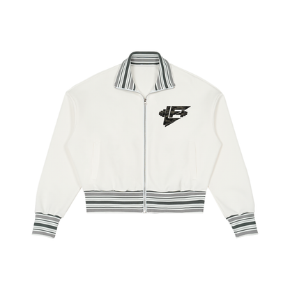 Striped Rib Collar Zip Jacket
