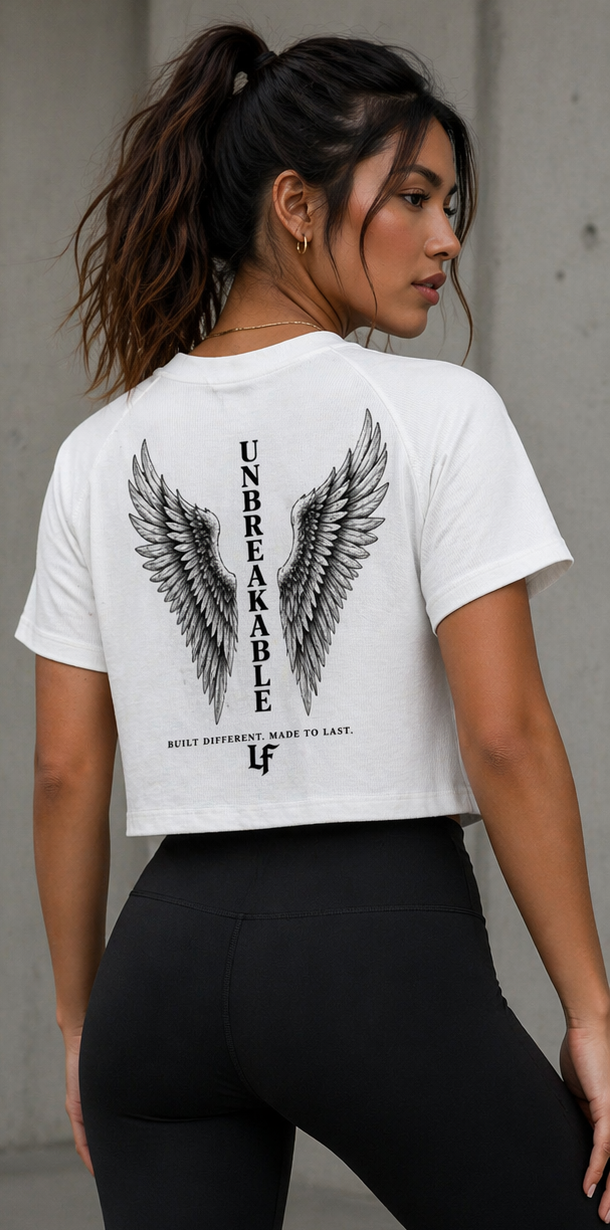 Unbreakable Angel Wings – Women’s Strength Back Print Tee