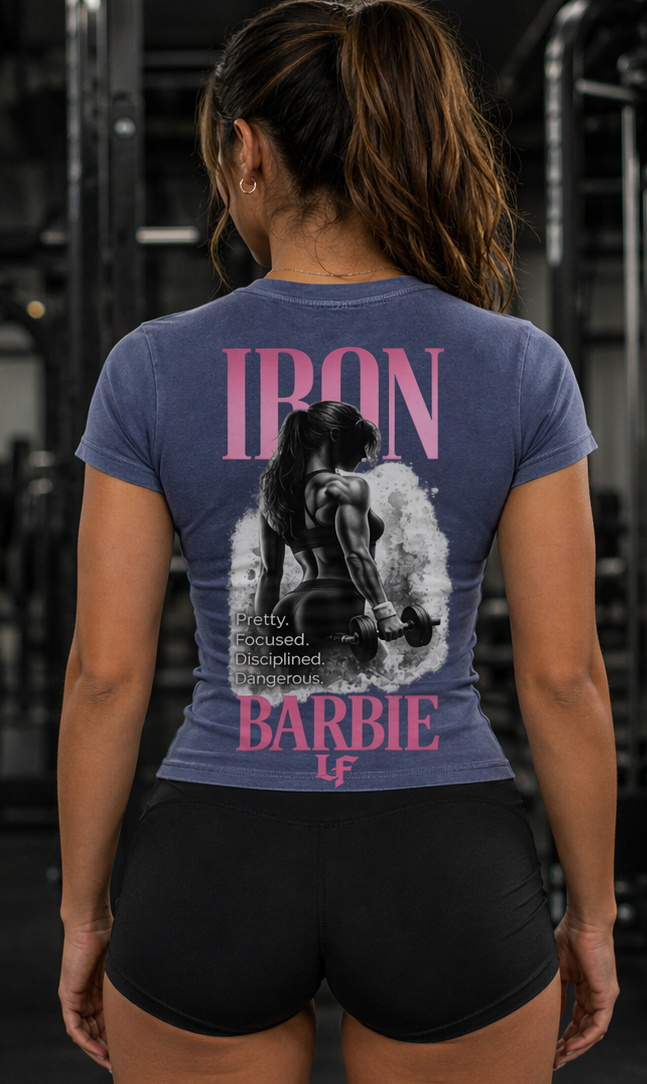 Iron Barbie LF Women’s Gym Shirt – Pretty. Focused. Disciplined. Dangerous.