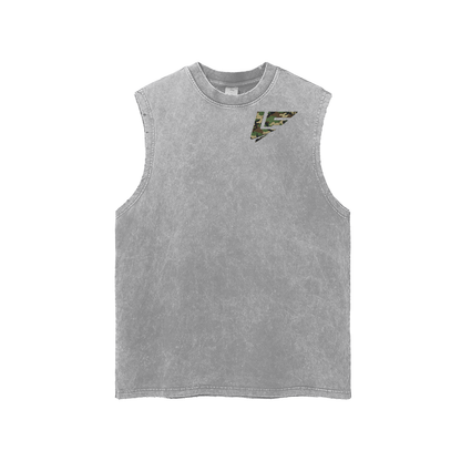 Snow Washed Frayed Hem Tank Top