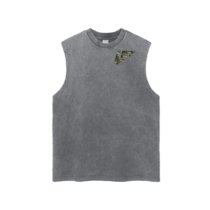 Snow Washed Frayed Hem Tank Top