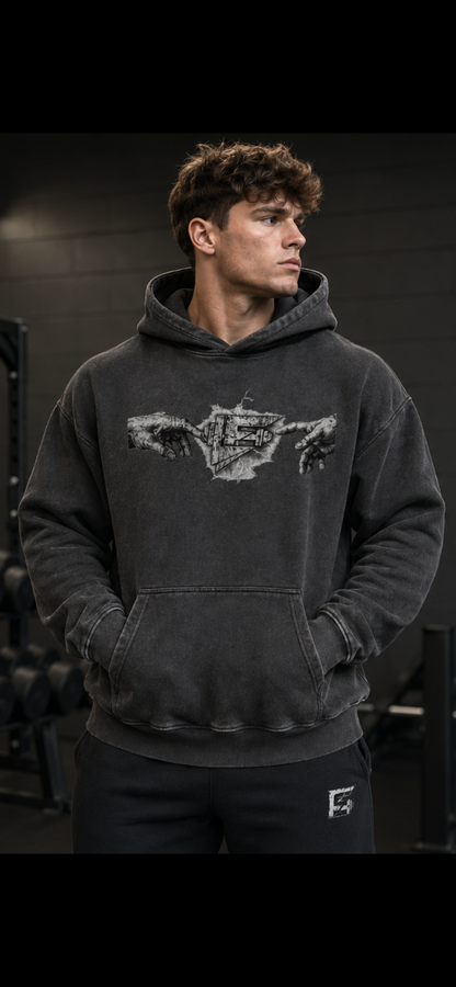 God vs Man Snow Wash Fleece Oversize Hoodie