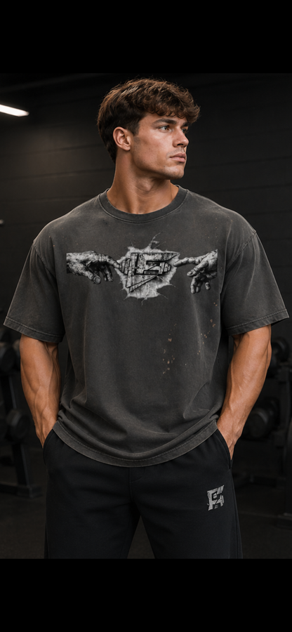 God vs Man Hand-Frayed Sunfade Paint Splatter T-Shirt
