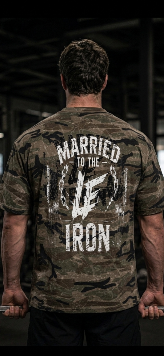 Married To The Iron Unisex Boxy Camo Print T-Shirt
