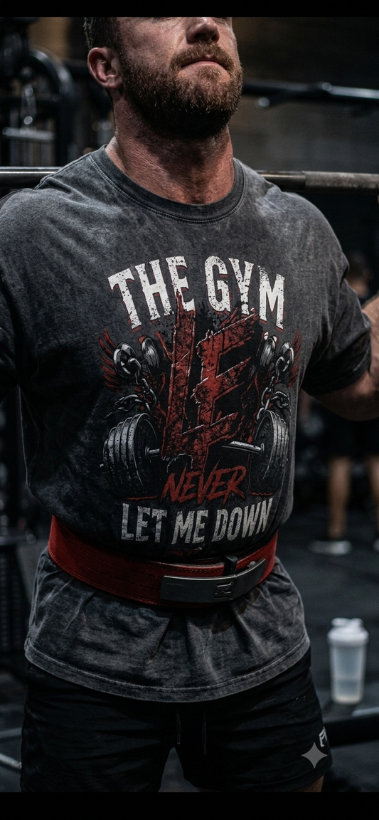 Gym Never Let Me Down Enzyme Washed T-Shirt