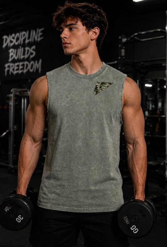 LF Snow Washed Frayed Hem Tank Top