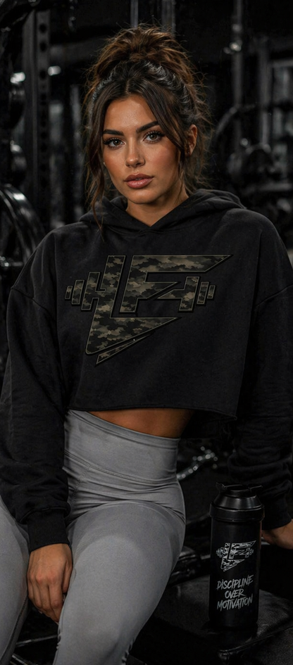 Essential LF Camo Cropped Hoodie