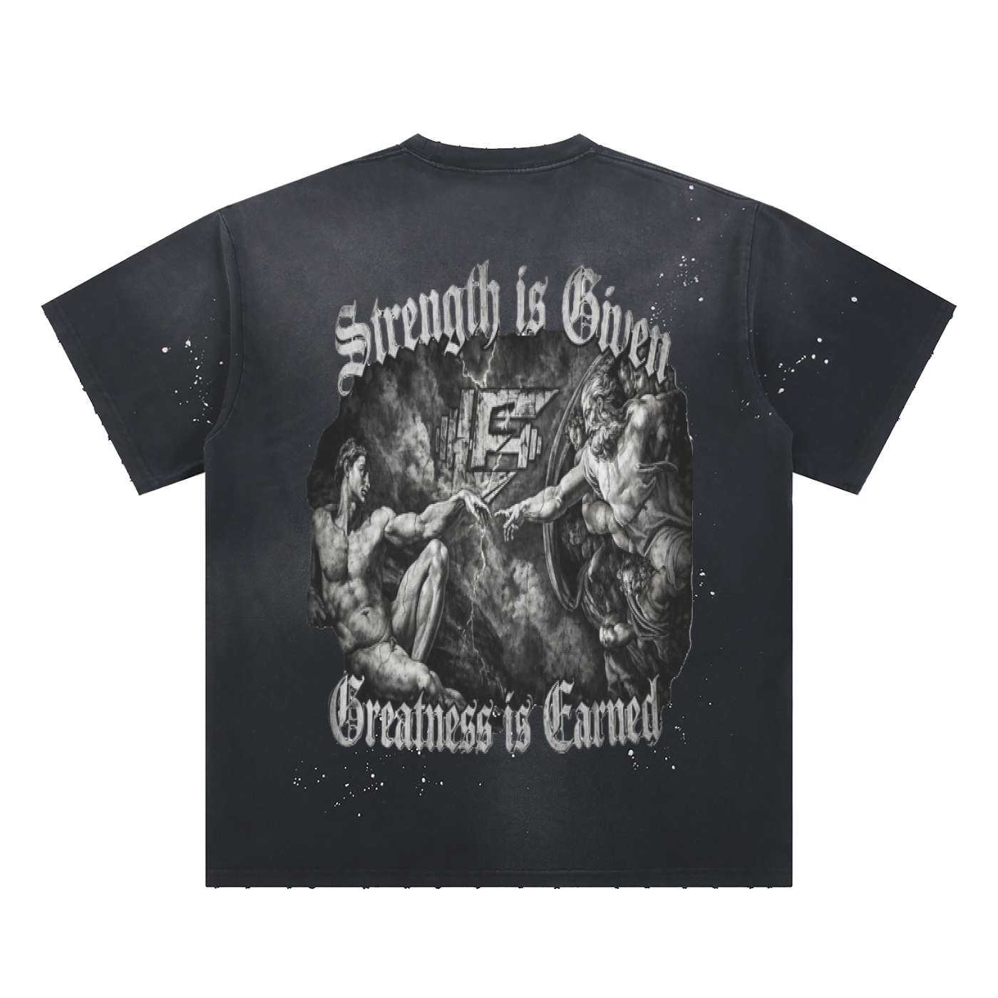 God vs Man Hand-Frayed Sunfade Paint Splatter T-Shirt