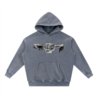 God vs Man Snow Wash Fleece Oversize Hoodie