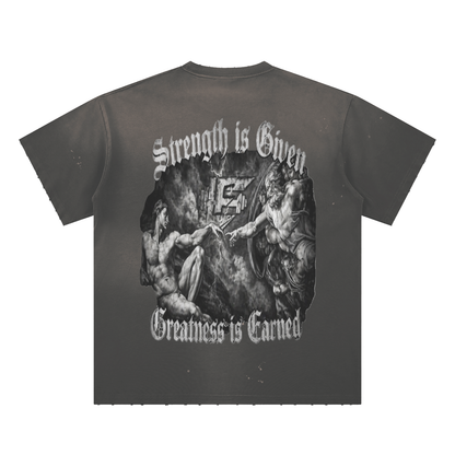 God vs Man Hand-Frayed Sunfade Paint Splatter T-Shirt