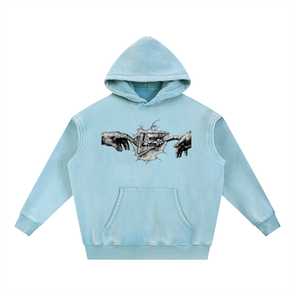 God vs Man Snow Wash Fleece Oversize Hoodie