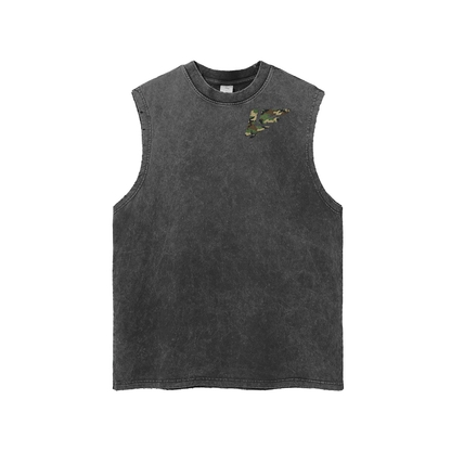 Snow Washed Frayed Hem Tank Top