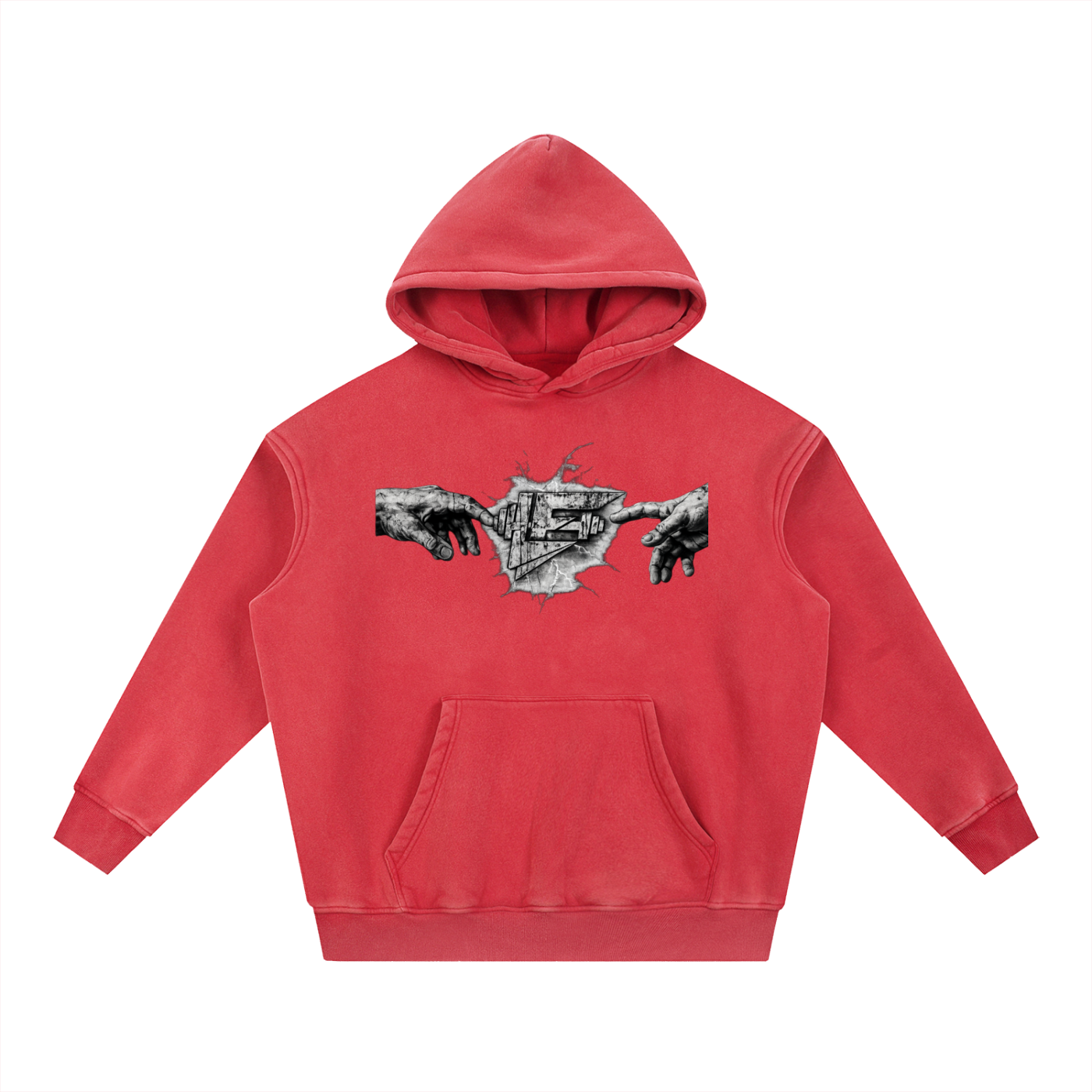 God vs Man Snow Wash Fleece Oversize Hoodie
